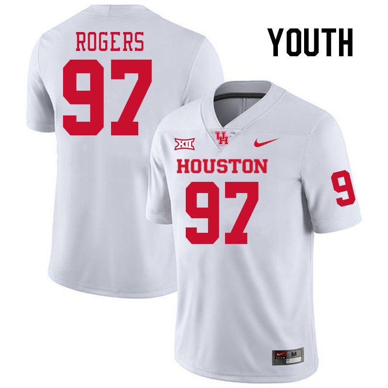 Youth #97 Everitt Rogers Houston Cougars College Football Jerseys Stitched-White